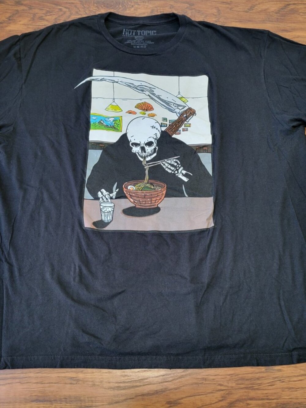 Hot Topic x Threadless Death Eating Ramen Carla Beltrá Black Graphic Tee sz XXL